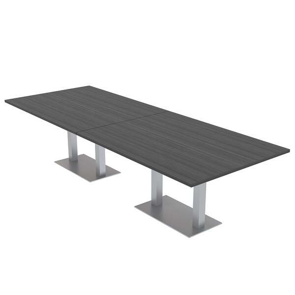45 in W, 144 in L, 29 in H, Engineered Wood Top, Grey